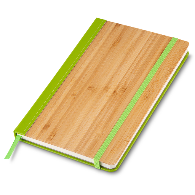 Caderno de anotações, capa de bambu e PU com elástico Personalizado H2184