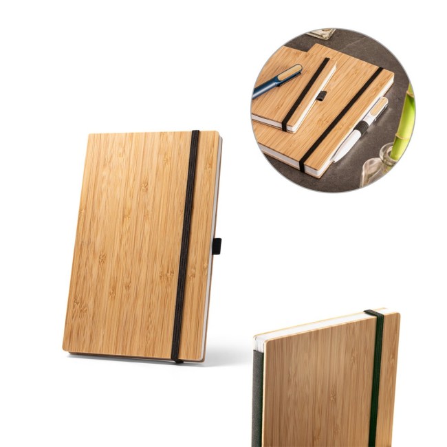 Caderno de Bolso de Capa e Contracapa em Placa de Bambu Personalizado H930583