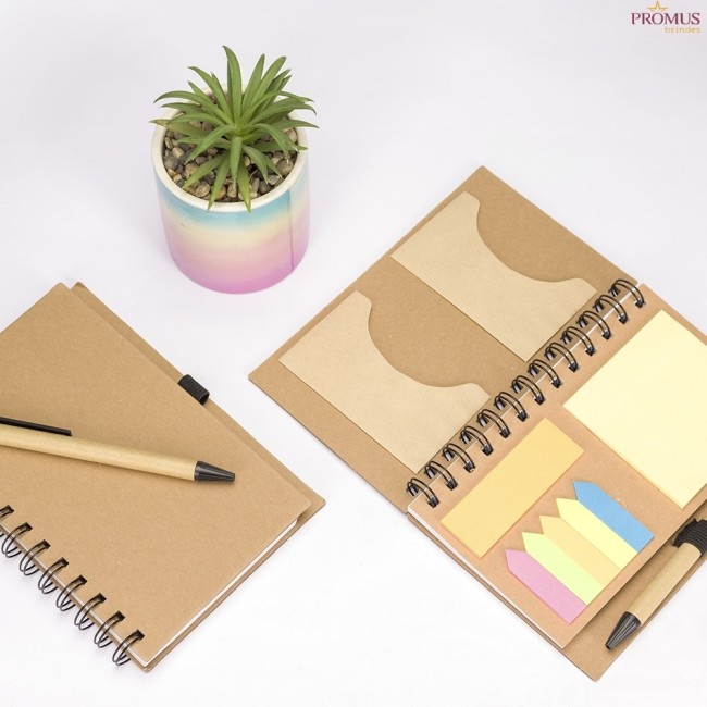 Caderno Ecológico com Autoadesivos e Caneta Personalizado - H3282