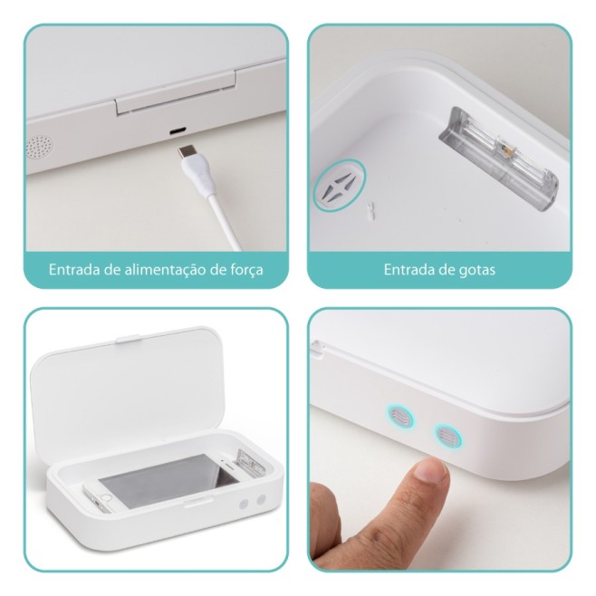 Caixa de Esterilização Multifuncional Personalizada – Carregador Wireless 10 W / Esterilizador UV / Aromatizador H1858