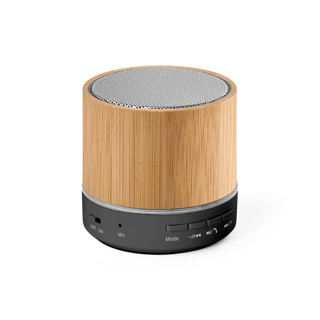 Caixa de som portátil com microfone em Bambu para Brindes H970441