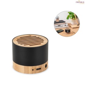 Caixa de Som Portátil em Alumínio 100% Reciclado e Bambu 3W Personalizada H970217