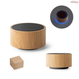 Caixa de Som Portátil em Bambu e ABS com Bluetooth e Microfone H970125