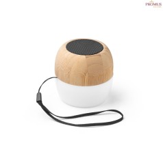 Caixa de som portátil em bambu e PP com microfone para Brindes H970124