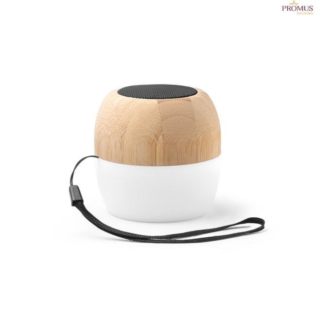 Caixa de som portátil em bambu e PP com microfone para Brindes H970124