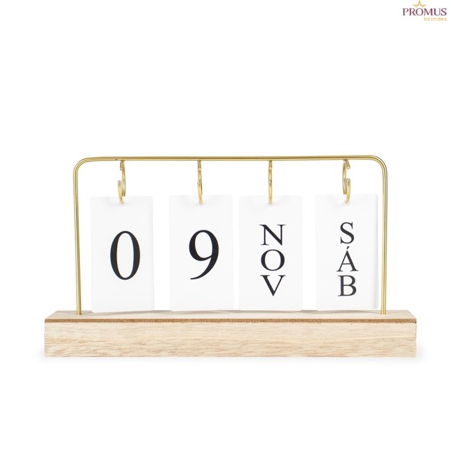 Calendário Permanente MDF Com Alça de Ferro Personalizado -  H3392