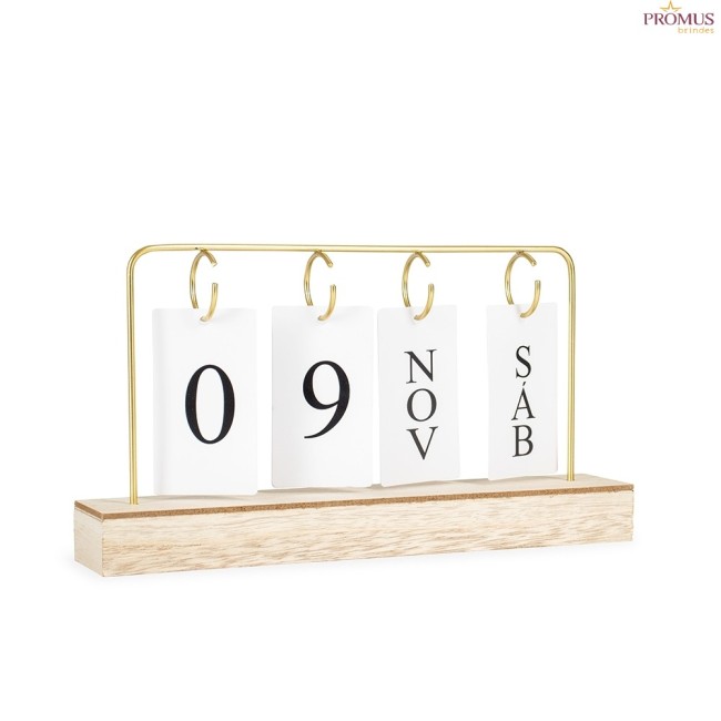 Calendário Permanente MDF Com Alça de Ferro Personalizado -  H3392