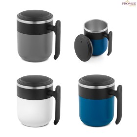 Caneca de Viagem Térmica em Inox e PP 400 mL Personalizada H940439