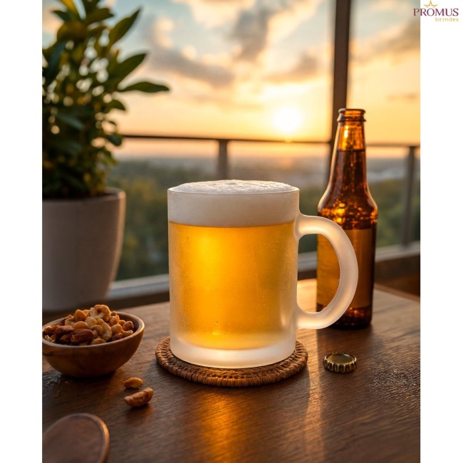 Caneca em Vidro com Efeito Fosco 530 mL Personalizada H940398