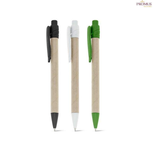 Caneta Esferográfica Ecológica em Craft com Clipe de PVC Personalizada para Brindes H188