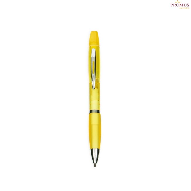 Caneta Plástica Marca Texto Personalizada - H3796