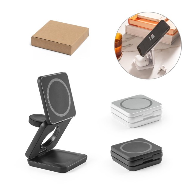 Carregador Magnético Wireless Super Rápido Dobrável em ABS Personalizado H970169 