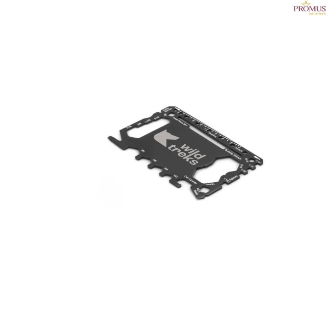 Cartão Multifunções em Aço Inox 20 em 1 com Bolsa em PU Personalizado H980166
