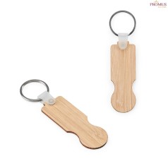 Chaveiro em Bambu com Ficha para Carrinho de Supermercado Personalizado H950116