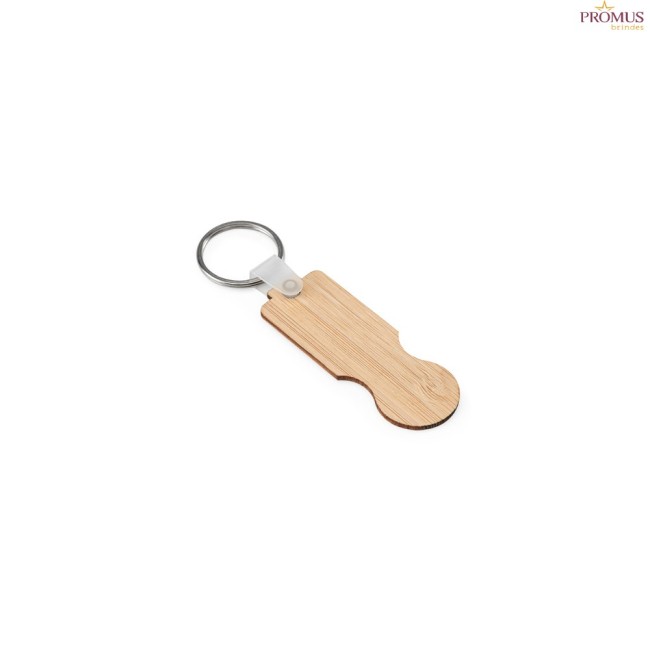 Chaveiro em Bambu com Ficha para Carrinho de Supermercado Personalizado H950116