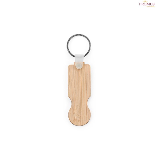 Chaveiro em Bambu com Ficha para Carrinho de Supermercado Personalizado H950116
