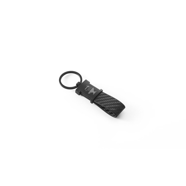 Chaveiro em Couro Sintético com Textura em Fibra de Carbono e Metal Personalizado H950086