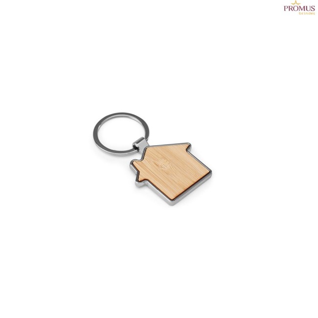 Chaveiro em Ferro com Formato de Casa em Zinco e Bambu Personalizado H950117