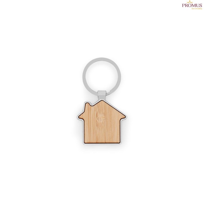 Chaveiro em Ferro com Formato de Casa em Zinco e Bambu Personalizado H950117