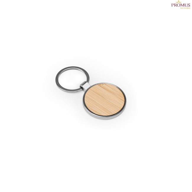 Chaveiro em Ferro Redondo em Zinco e Bambu Personalizado H950119
