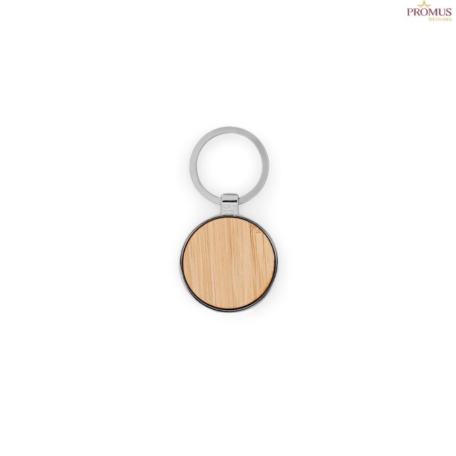 Chaveiro em Ferro Redondo em Zinco e Bambu Personalizado H950119