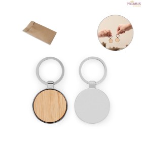 Chaveiro em Ferro Redondo em Zinco e Bambu Personalizado H950119