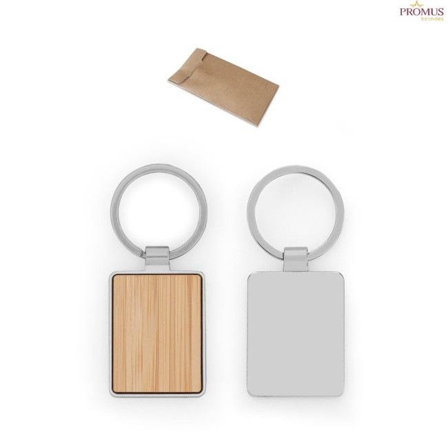 Chaveiro em Ferro Retangular em Zinco e Bambu Personalizado H950118