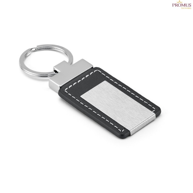 Chaveiro em Metal com detalhe em Couro Personalizado para Brindes H844
