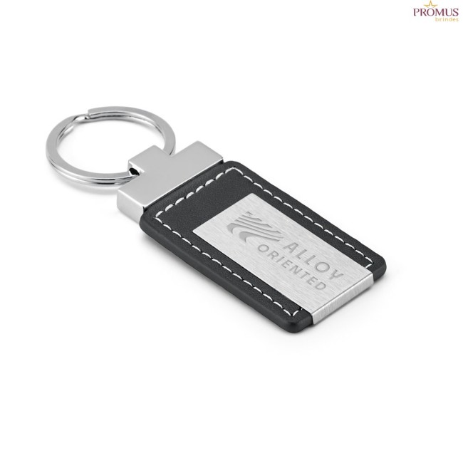 Chaveiro em Metal com detalhe em Couro Personalizado para Brindes H844