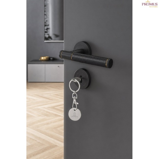Chaveiro em Metal Formato Moeda Promocional com Logo H930089