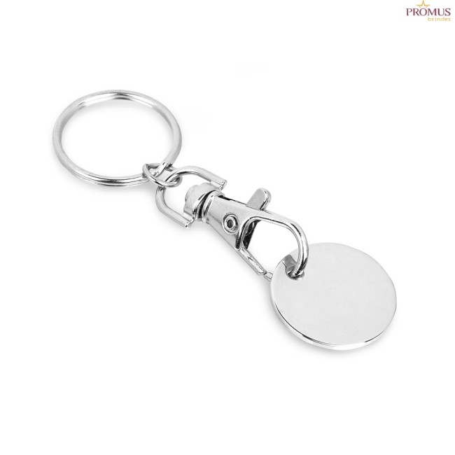 Chaveiro em Metal Formato Moeda Promocional com Logo H930089