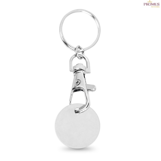 Chaveiro em Metal Formato Moeda Promocional com Logo H930089