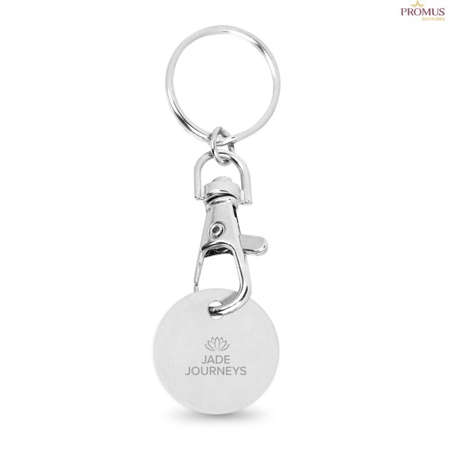 Chaveiro em Metal Formato Moeda Promocional com Logo H930089