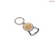 Chaveiro Redondo com Abridor de Garrafas em Ferro, Zinco e Bambu Personalizado H950120