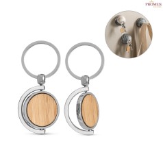 Chaveiro Redondo em Bambu com Revestimento em Metal Personalizado H950071