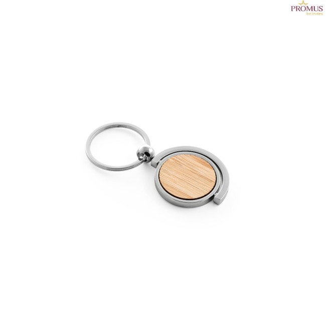 Chaveiro Redondo em Bambu com Revestimento em Metal Personalizado H950071