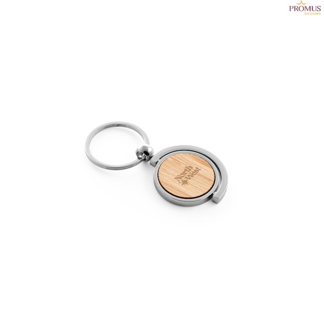 Chaveiro Redondo em Bambu com Revestimento em Metal Personalizado H950071