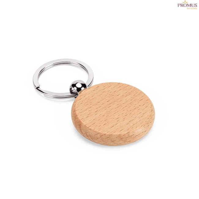 Chaveiro Redondo em Madeira de Faia Personalizado H950094