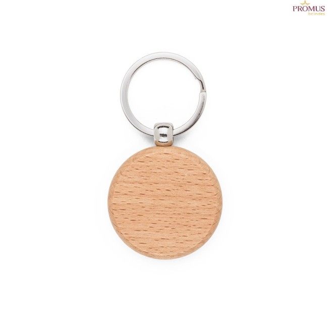 Chaveiro Redondo em Madeira de Faia Personalizado H950094