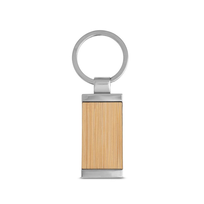 Chaveiro retangular em bambu com revestimento em metal H950070