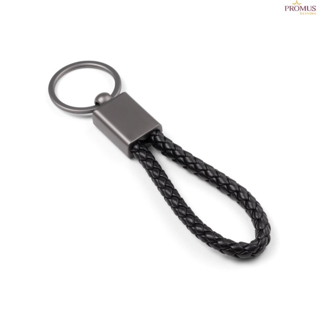 Chaveiro Retangular em Cordão Reciclado e Zinco com Anel de 32 mm Personalizado H950133
