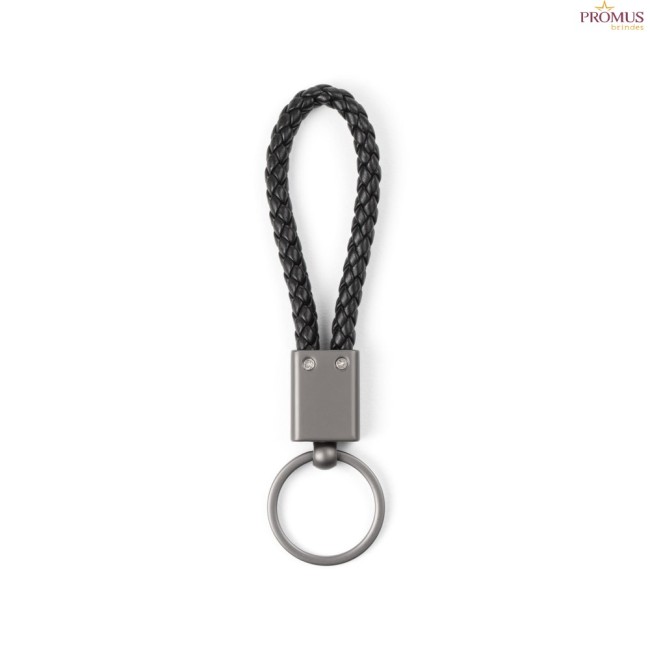 Chaveiro Retangular em Cordão Reciclado e Zinco com Anel de 32 mm Personalizado H950133
