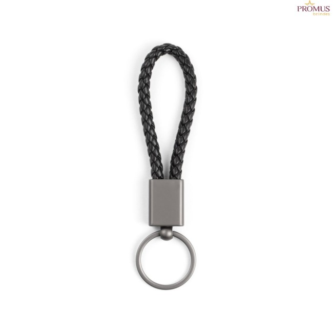 Chaveiro Retangular em Cordão Reciclado e Zinco com Anel de 32 mm Personalizado H950133