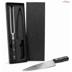 Conj. Faca e Garfo Premium Em Madeira /Inox Personalizado - H3490