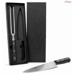 Conj. Faca e Garfo Premium Em Madeira /Inox Personalizado - H3490