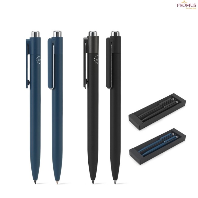 Conjunto 1 Esferográfica e uma Caneta sem Tinta Personalizado H510980