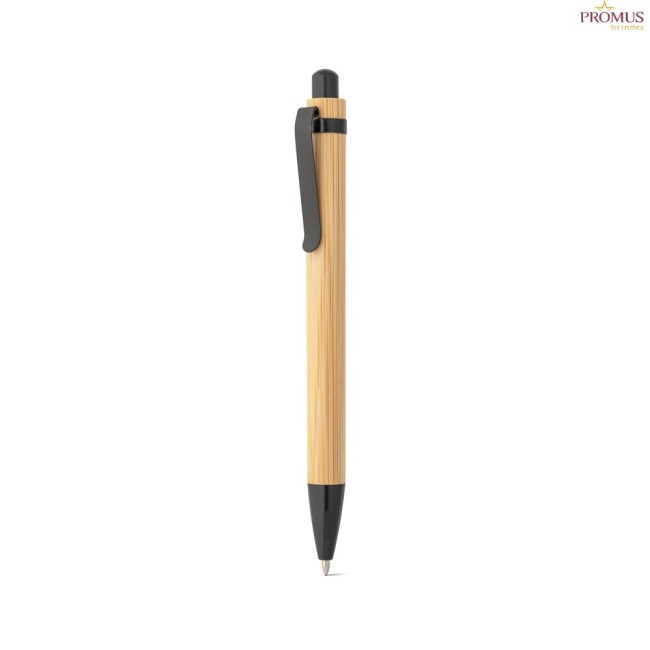 Conjunto Caderno A5 e Caneta em Bambu com Páginas Pautadas Personalizado H930624