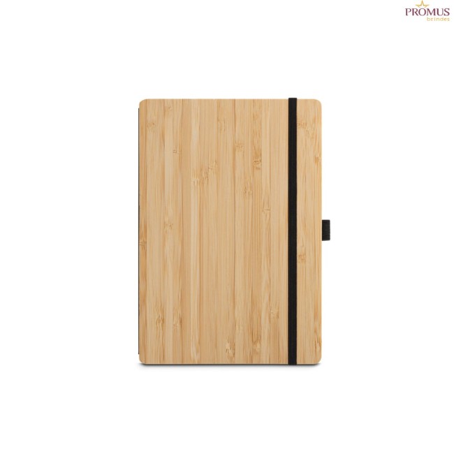 Conjunto Caderno A5 e Caneta em Bambu com Páginas Pautadas Personalizado H930624