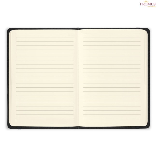 Conjunto Caderno A5 em Poliéster Reciclado e Caneta em Bambu Personalizado H930655
