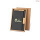 Conjunto Caderno A5 em Poliéster Reciclado e Caneta em Bambu Personalizado H930655